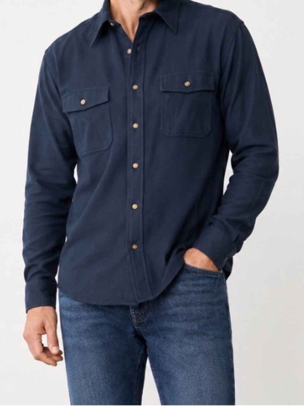 Brooks Brothers Navy Button-Front Casual Shirt M1